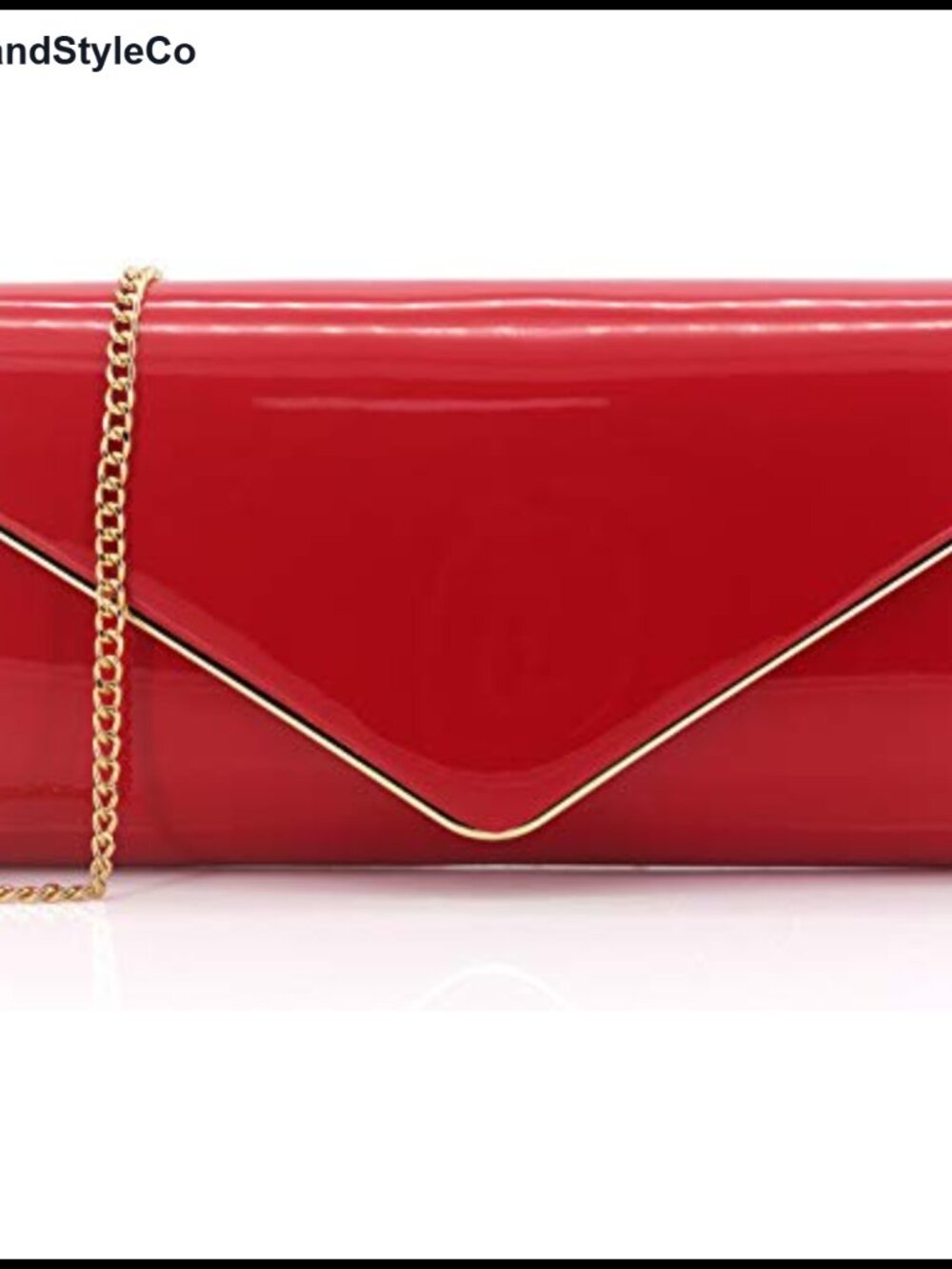Envelope Clutch Purse Women Vegan Patent Leather Foldover Evening Handbag